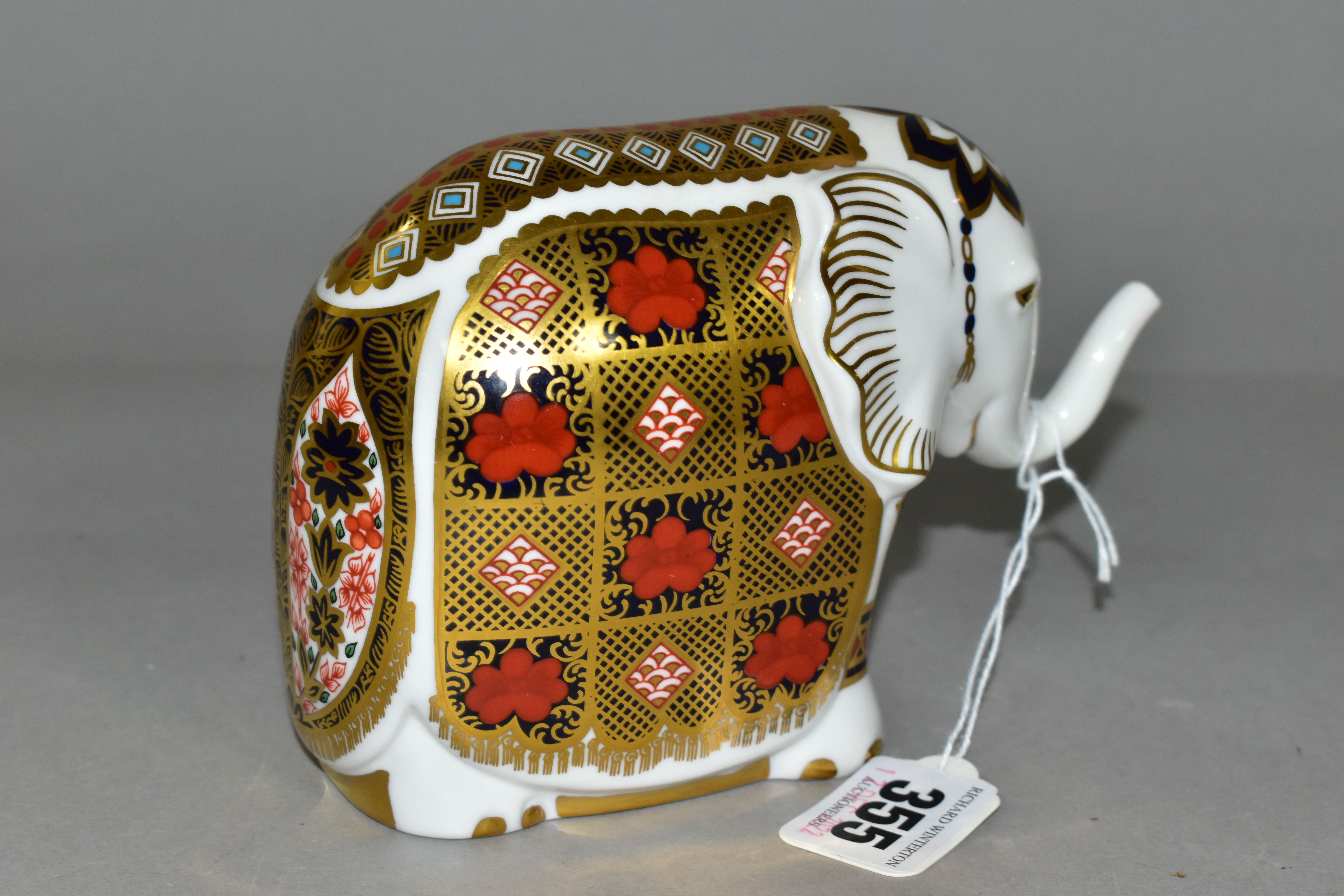 A ROYAL CROWN DERBY INDIAN ELEPHANT-RUPA PAPERWEIGHT, date cypher 1992, height 5.5cm, red - Image 3 of 5