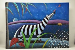 DAVID KUIJERS (SOUTH AFRICA 1962), 'Zebra At Midnight III' stylised animals in an African setting,