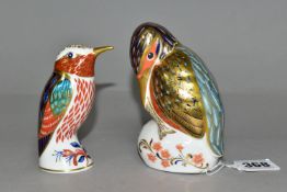 TWO ROYAL CROWN DERBY PAPERWEIGHTS, comprising Kingfisher height 11cm, and Hummingbird height