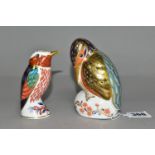 TWO ROYAL CROWN DERBY PAPERWEIGHTS, comprising Kingfisher height 11cm, and Hummingbird height