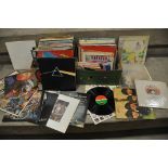 TWO TRAYS CONTAINING OVER ONE HUNDRED AND THIRTY LPs AND 7in SINGLES including Darkside of the