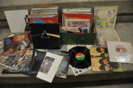 TWO TRAYS CONTAINING OVER ONE HUNDRED AND THIRTY LPs AND 7in SINGLES including Darkside of the