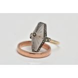 A 9CT ROSE GOLD BAND AND A GEM SET RING, the first a plain polished band ring, approximate band