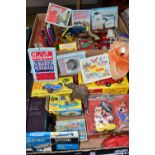 A QUANTITY OF VINTAGE TOYS AND GAMES, to include boxed Hong Kong made plastic battery operated