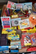 A QUANTITY OF VINTAGE TOYS AND GAMES, to include boxed Hong Kong made plastic battery operated