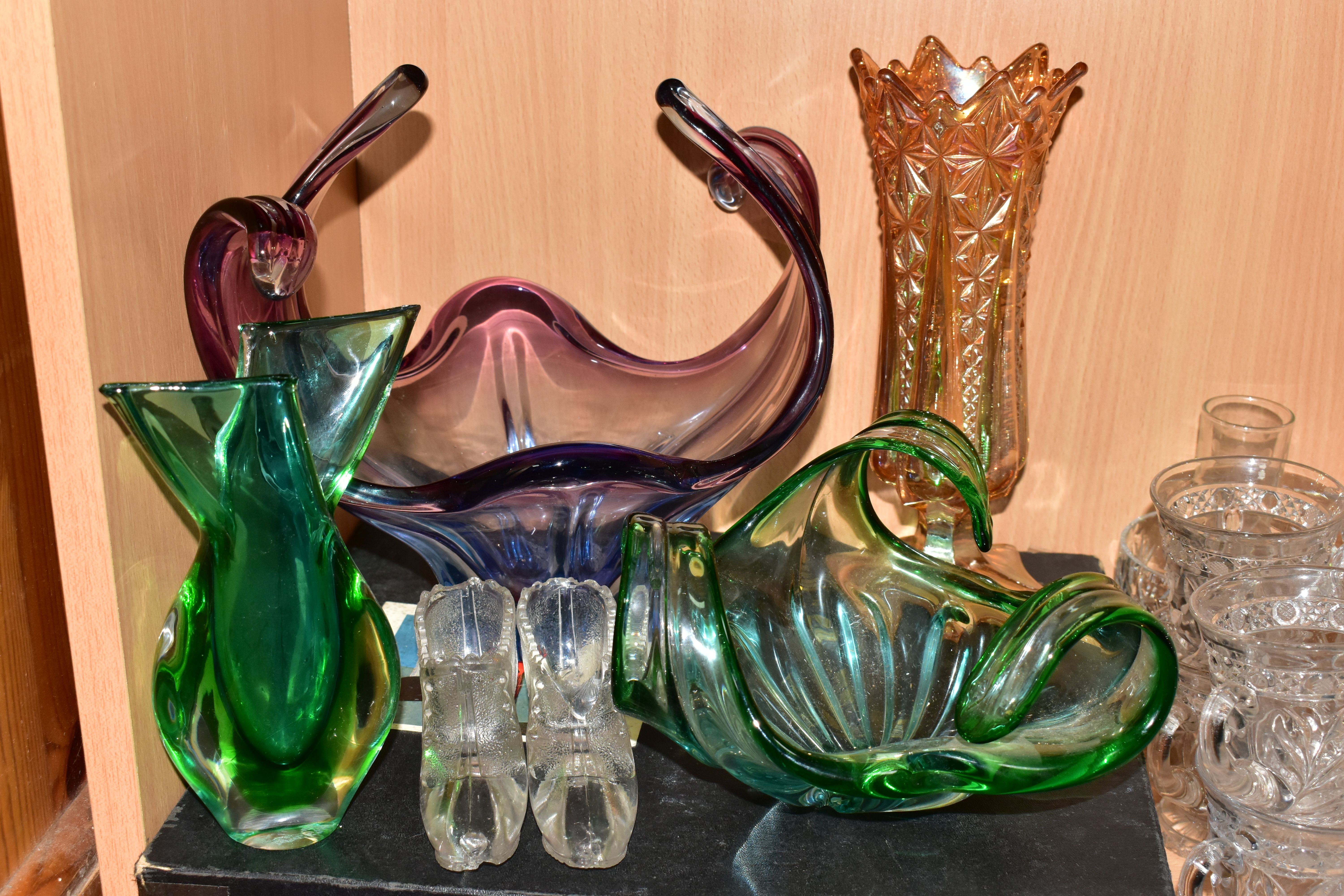 A GROUP OF CUT CRYSTAL AND OTHER GLASS WARES, to include a Stuart Crystal mallet form decanter and - Image 2 of 8