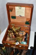 A CASED HEATH & CO 'HEZZANITH' BRASS AND COPPER SEXTANT, with Bakelite handgrip, the case having