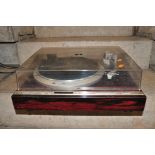 A JVC QL-5F TURNTABLE with a Rosewood effect plinth, clear plexi-glass cover, a mP-20 cartridge (PAT