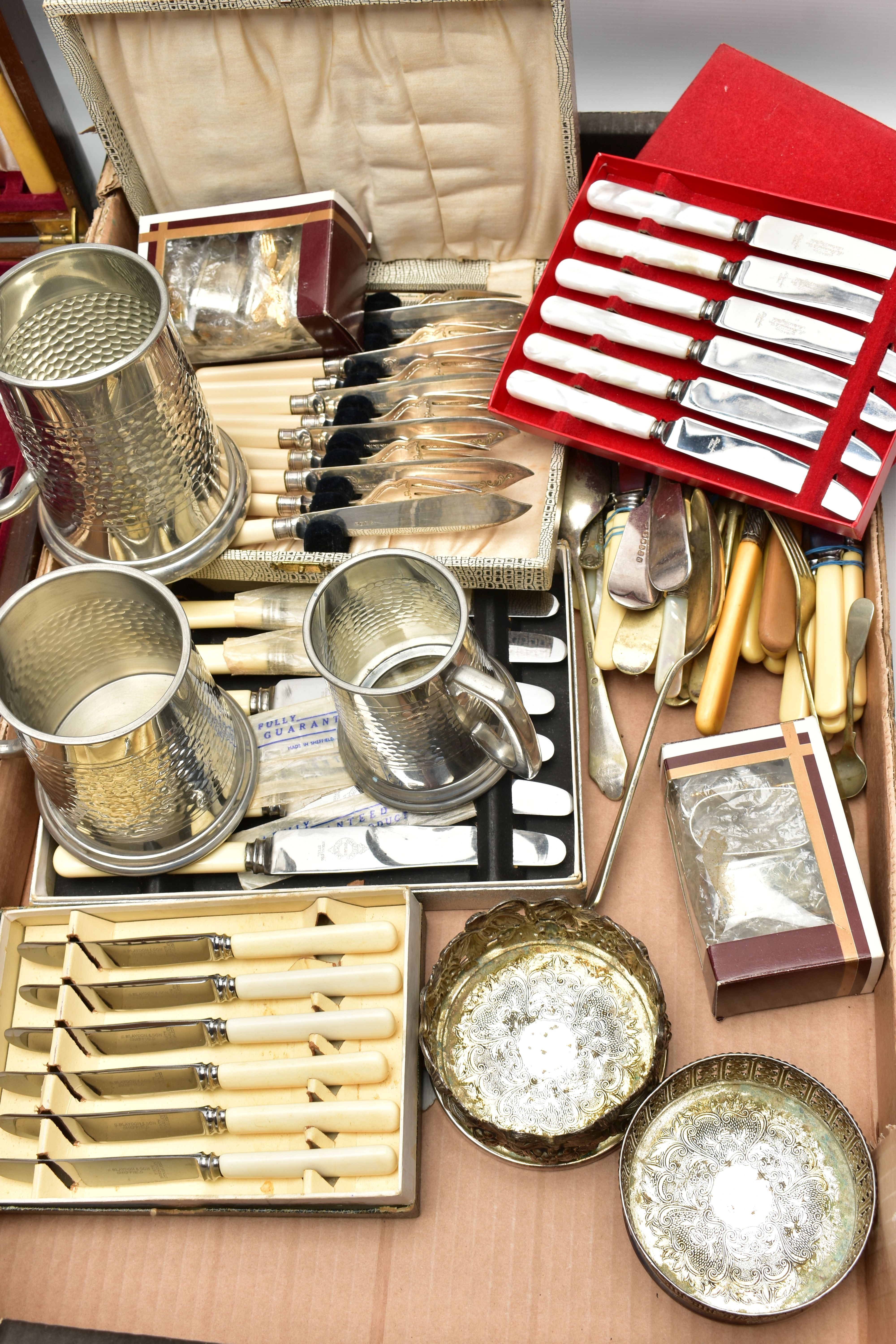 A CANTEEN AND OTHER WHITE METAL WARE, to include a complete wooden canteen of ''James Walker' - Image 2 of 5