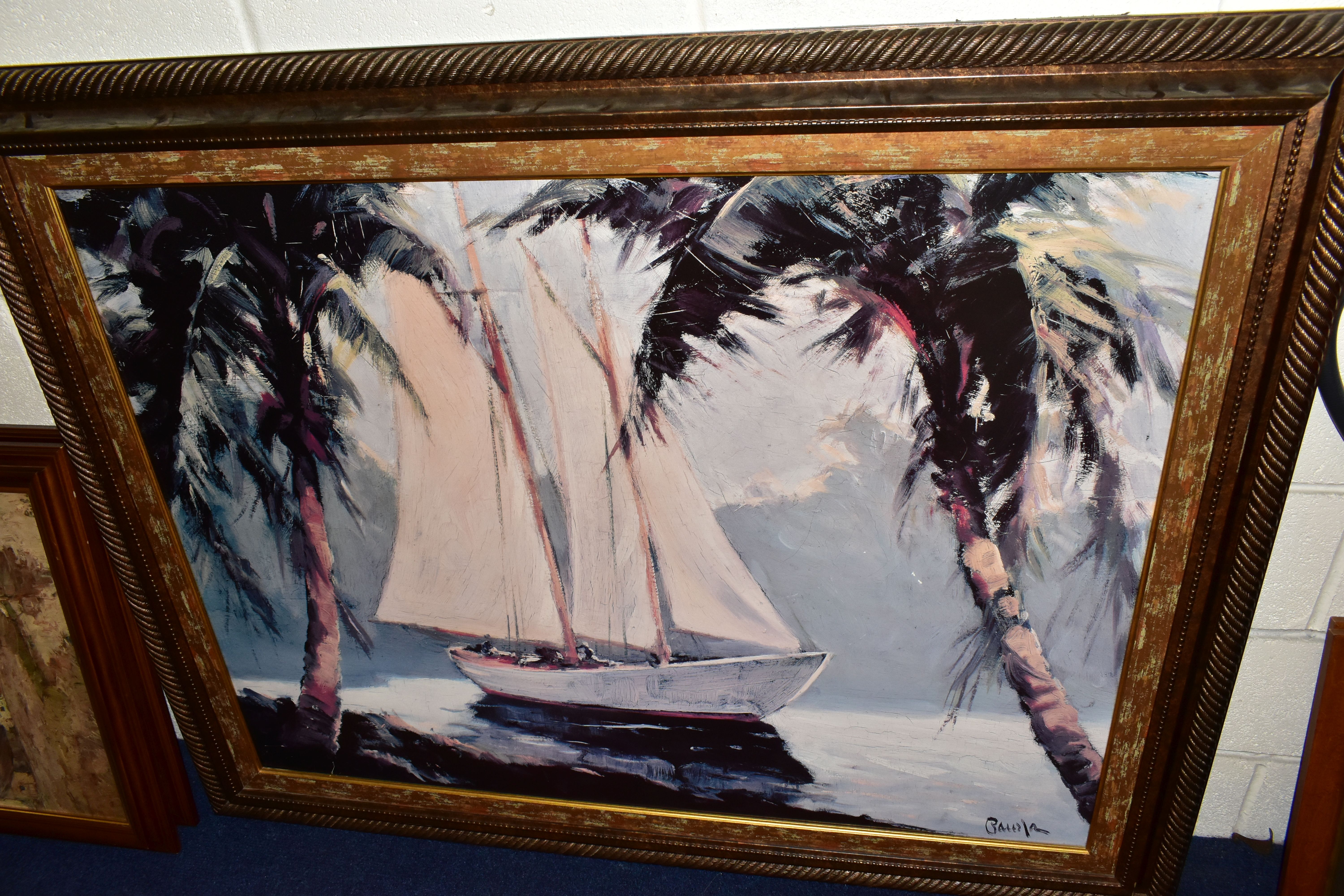 FREDERICK PAWLA (1876-1964) TWO LARGE OPEN EDITION FRAMED PRINTS, comprising 'Sailboat, Santa - Image 4 of 6