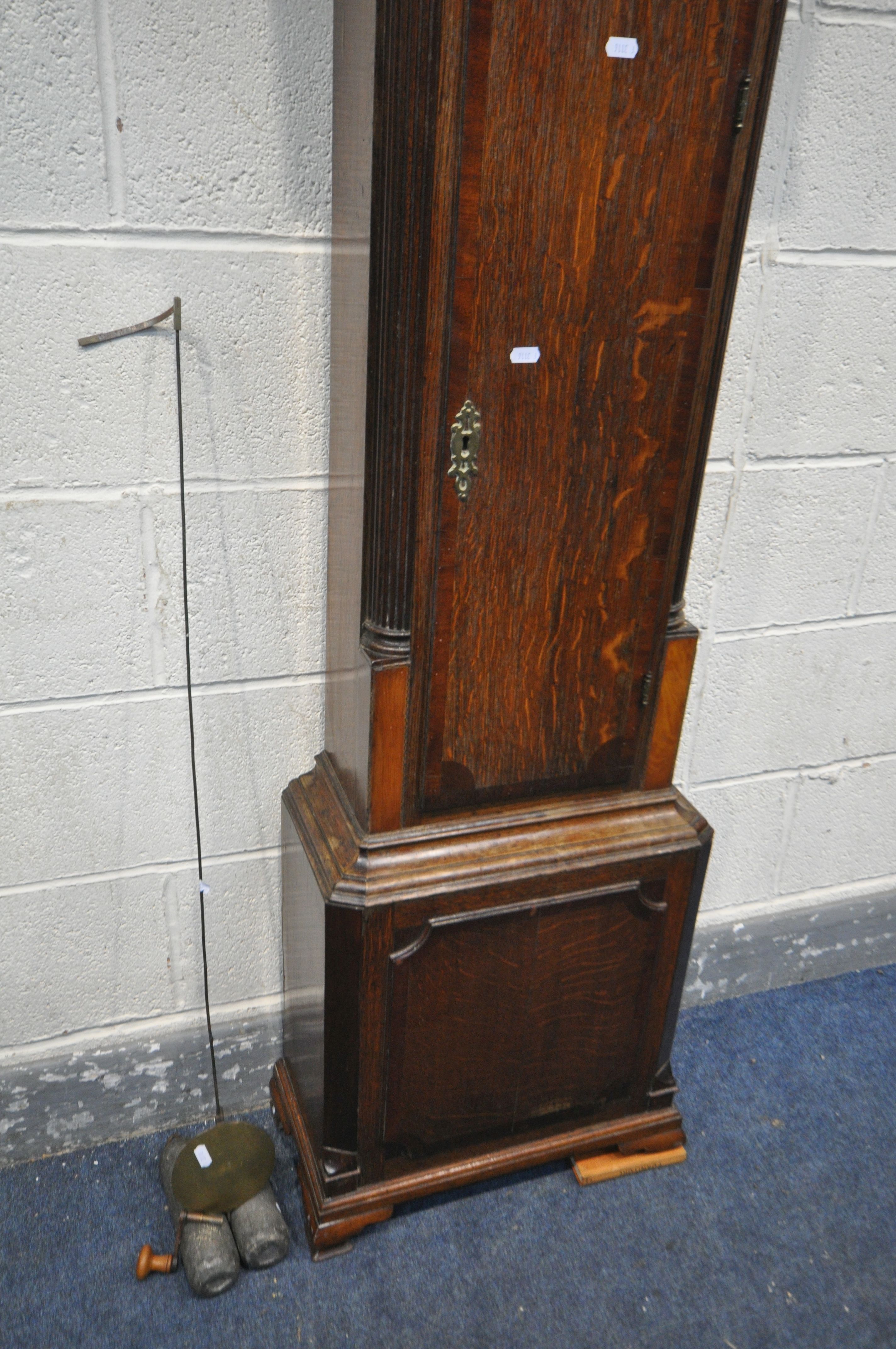 A WILLIAM WEST OF HELSTON, CORNWALL, A GEORGE III OAK AND MAHOGANY CROSSBANDED EIGHT DAY LONGCASE - Image 8 of 9