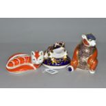 THREE ROYAL CROWN DERBY PAPERWEIGHTS, comprising Frog height 8cm, date cypher for 1993, Red Fox