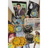 ONE BOX OF ELVIS MEMORABILIA, to include ten NCB picture disc 45rpm records made in Denmark, '