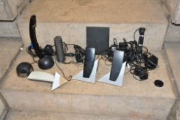 A TRAY CONTAINING BANG AND OLUFSEN TELEPHONES including a Beocom 2 with two base stations, a