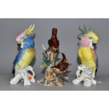 TWO KARL ENS PORCELAIN PARROT FIGURINES, Germany - blue printed factory mark to base, height 20cm,