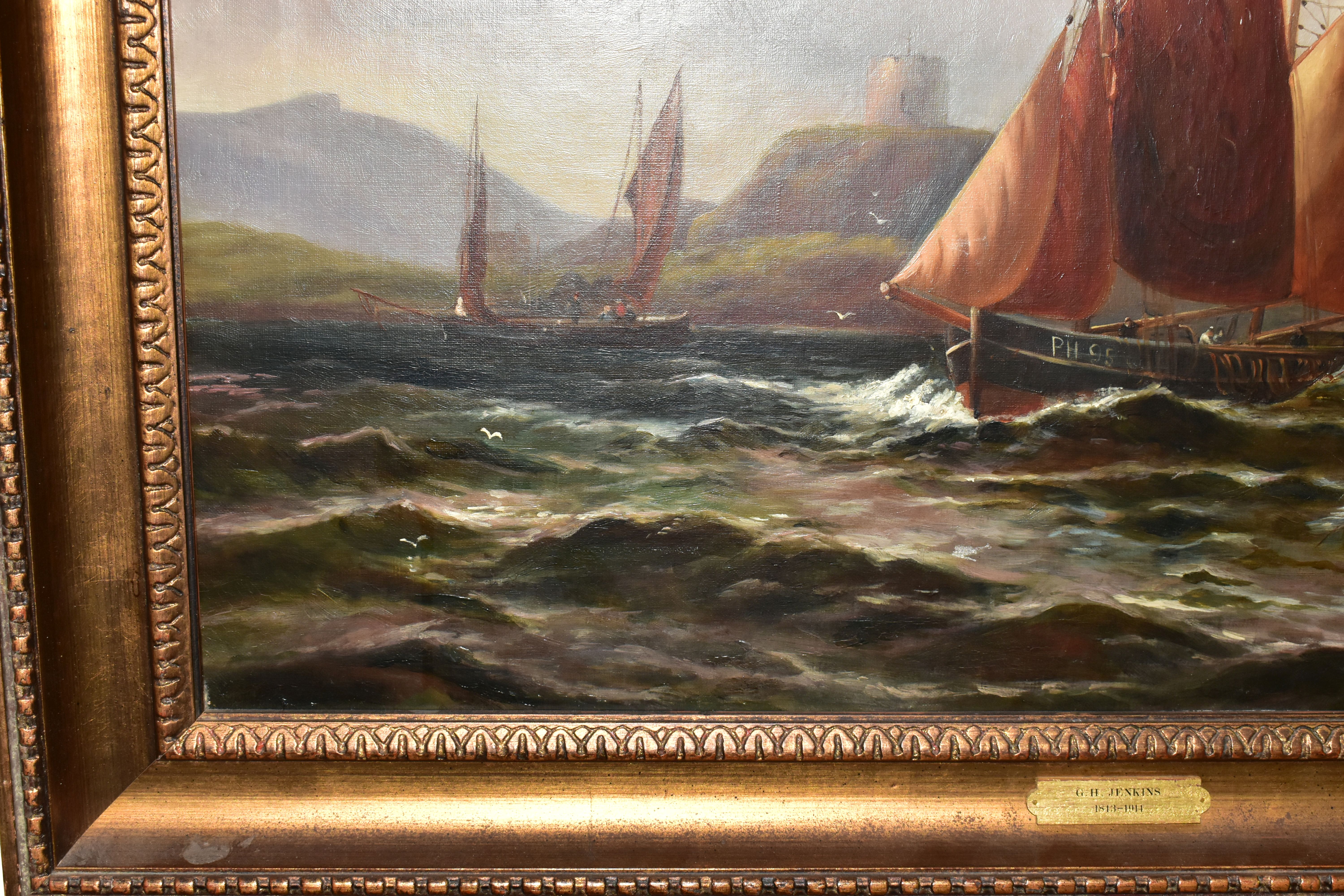 ATTRIBUTED TO GEORGE HENRY JENKINS (BRITISH 1843-1914) AN UNTITLED MARITIME SCENE, fishing boats - Image 4 of 4
