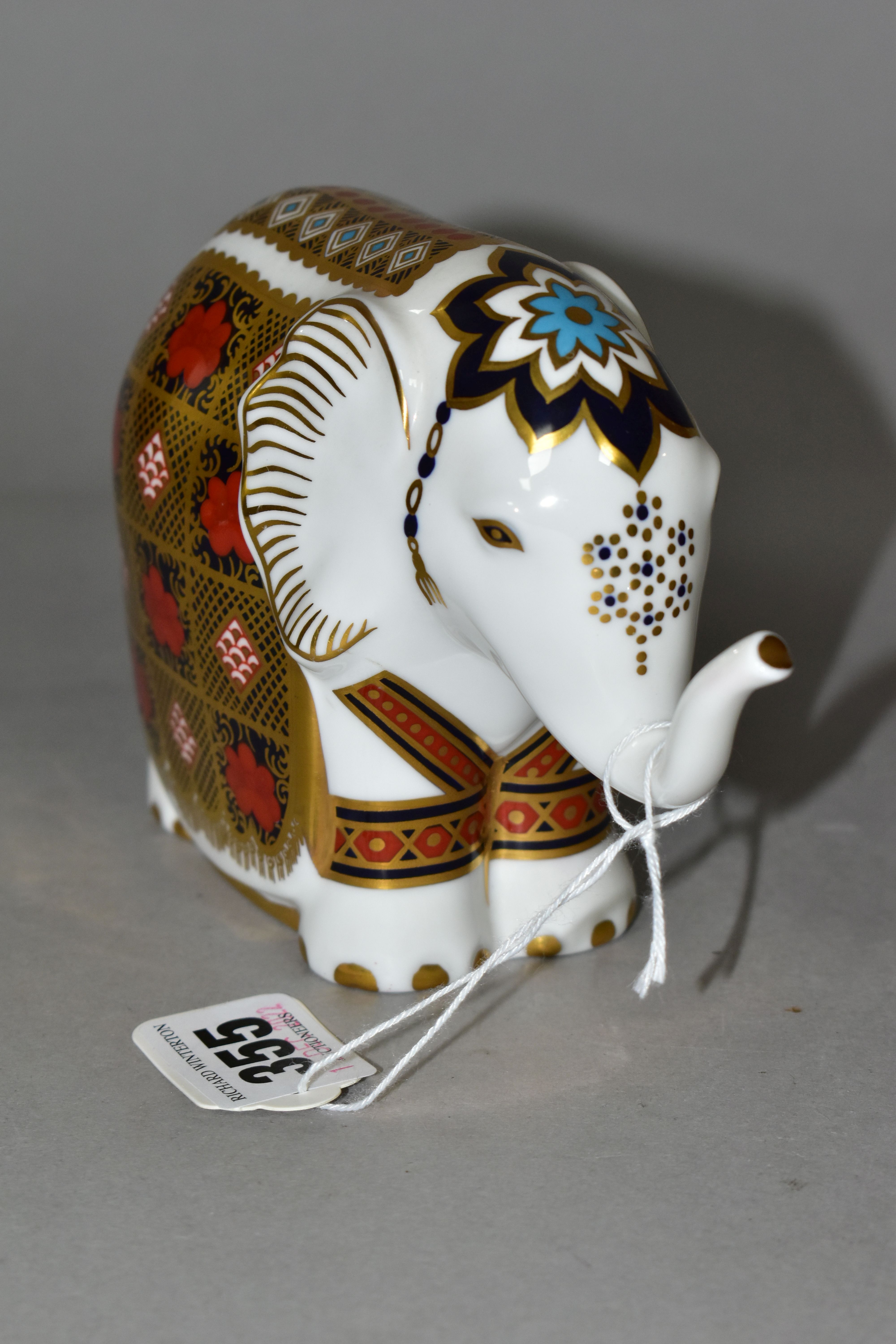 A ROYAL CROWN DERBY INDIAN ELEPHANT-RUPA PAPERWEIGHT, date cypher 1992, height 5.5cm, red - Image 2 of 5