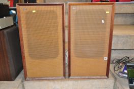A PAIR OF BOWERS AND WILKINS DM3 VINTAGE SPEAKERS in teak cabinets, with 14x9in speaker ( one