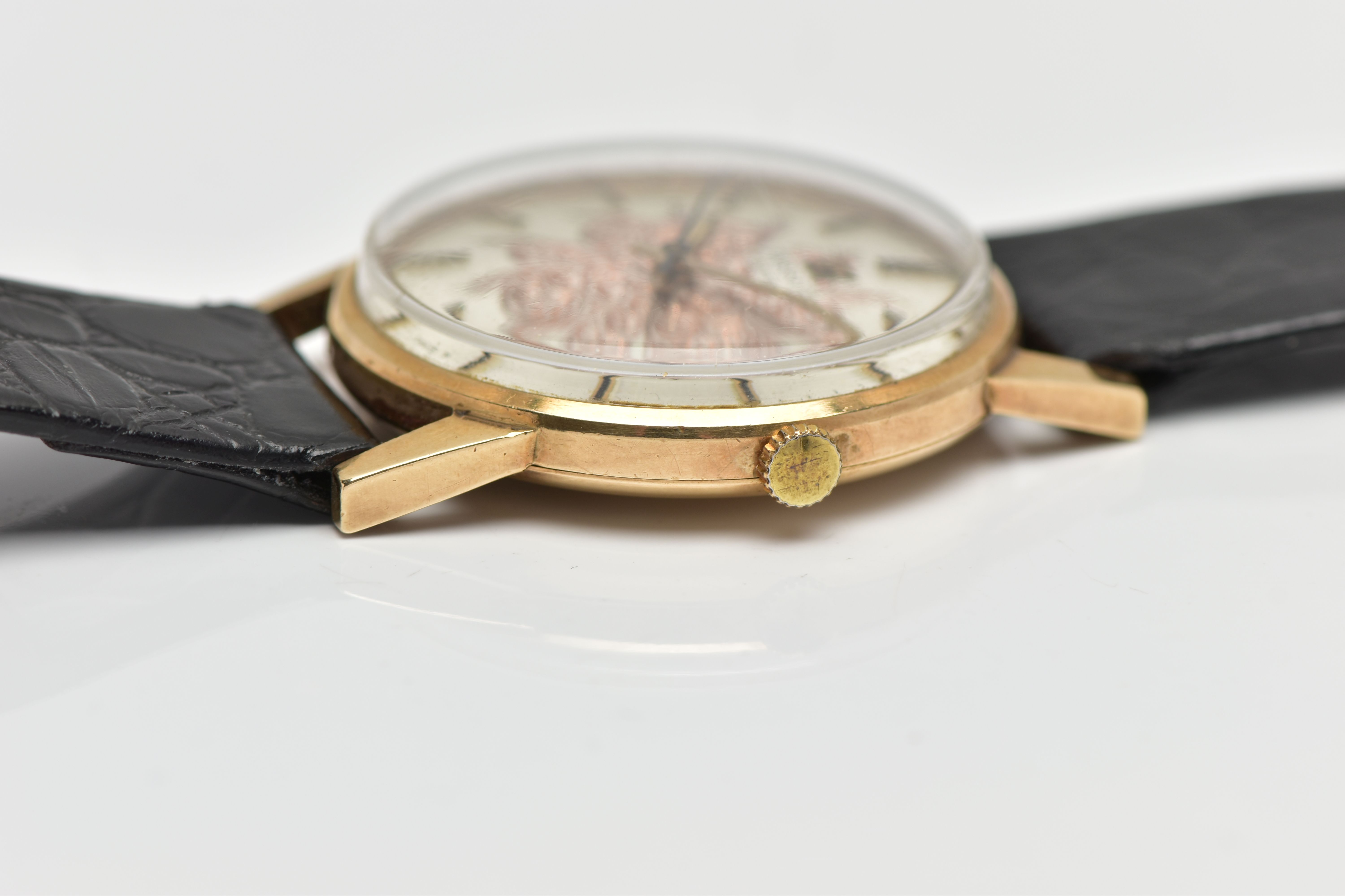 A 9CT YELLOW GOLD TISSOT WRISTWATCH, the silver coloured dial, with black enamel and gilt hourly - Image 6 of 6