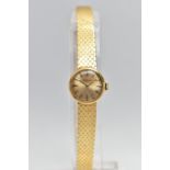 A LADIES 18CT YELLOW GOLD 'CORTEBERT' WRISTWATCH, manual wind, round gold dial singed 'Cortebert',