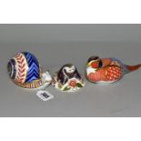THREE ROYAL CROWN DERBY PAPERWEIGHTS, comprising Snail height 7cm, date cypher for 1990, Pheasant