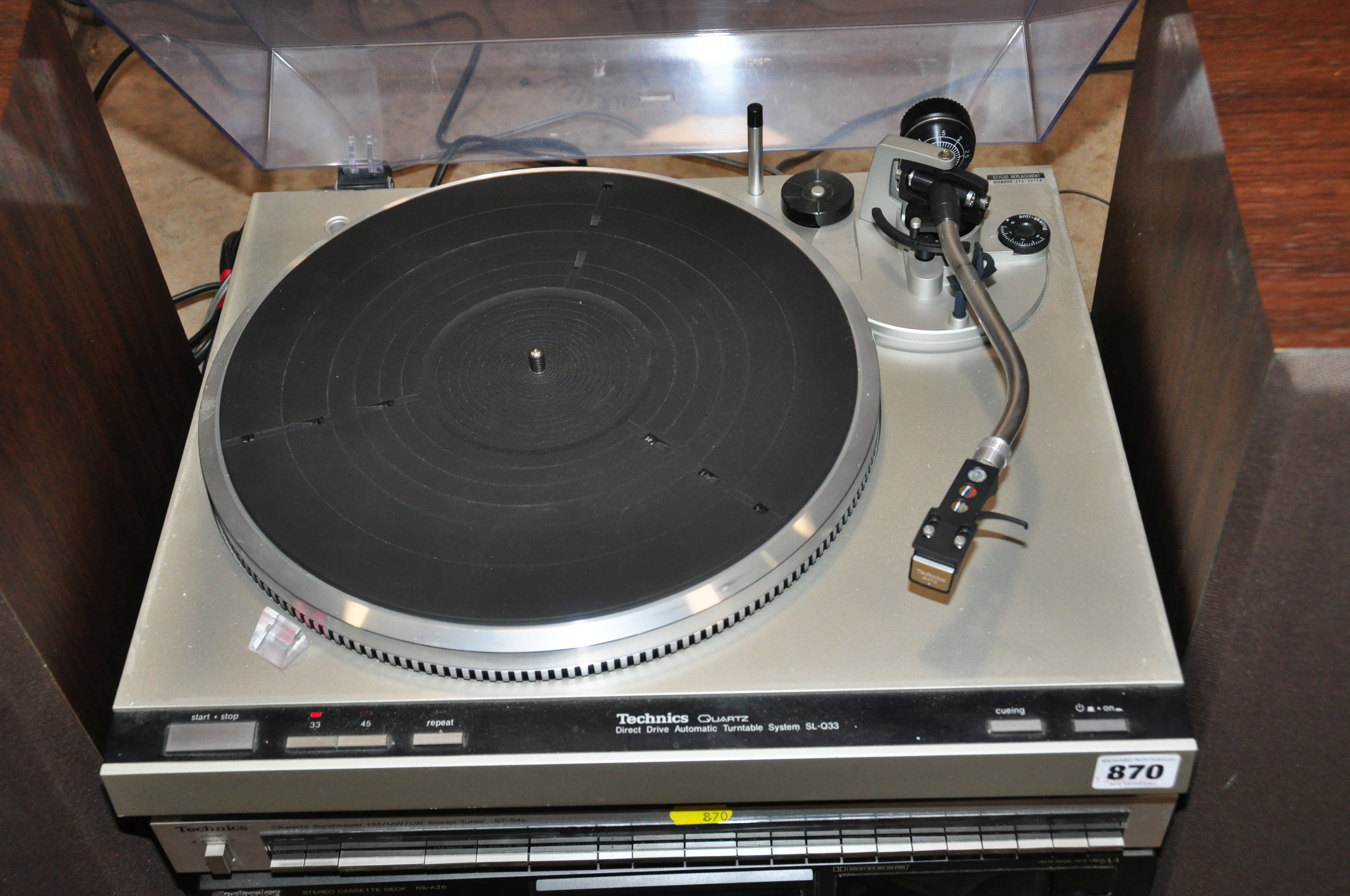 A TECHNICS COMPONANT HI FI comprising of a SL-Q33 Turntable ( powers up but platter doesn't turn), a - Image 4 of 5