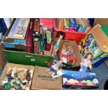 TOYS & GAMES, three boxes and loose comprising Lego, jigsaws, puzzles, board games, plastic farm-