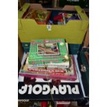 A QUANTITY OF VINTAGE TOYS AND GAMES ETC., to include boxed British Thomson-Houston Mazda Mickey