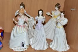 FIVE ROYAL DOULTON FIGURINES, comprising Maria HN3381, Lucy HN4459, Gift of Love HN3427, Classics In