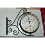 A GRAND CENTRAL, NEW YORK REPLICA WALL MOUNTABLE CLOCK, with temperature gauge verso, the case