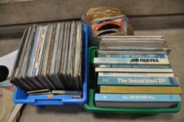 THREE TRAYS CONTAINING APPROX TWO HUNDRED LPs, 78s, SINGLES AND CDs including Cat Stevens, Buddy