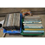 THREE TRAYS CONTAINING APPROX TWO HUNDRED LPs, 78s, SINGLES AND CDs including Cat Stevens, Buddy