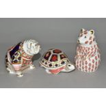 THREE ROYAL CROWN DERBY PAPERWEIGHTS, comprising Hamster height 10.5cm, date cypher for 1989,