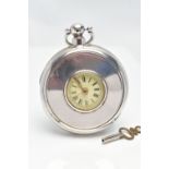 AN EARLY VICTORIAN SILVER PAIR CASED HALF HUNTER POCKET WATCH, key wound, round cream dial featuring
