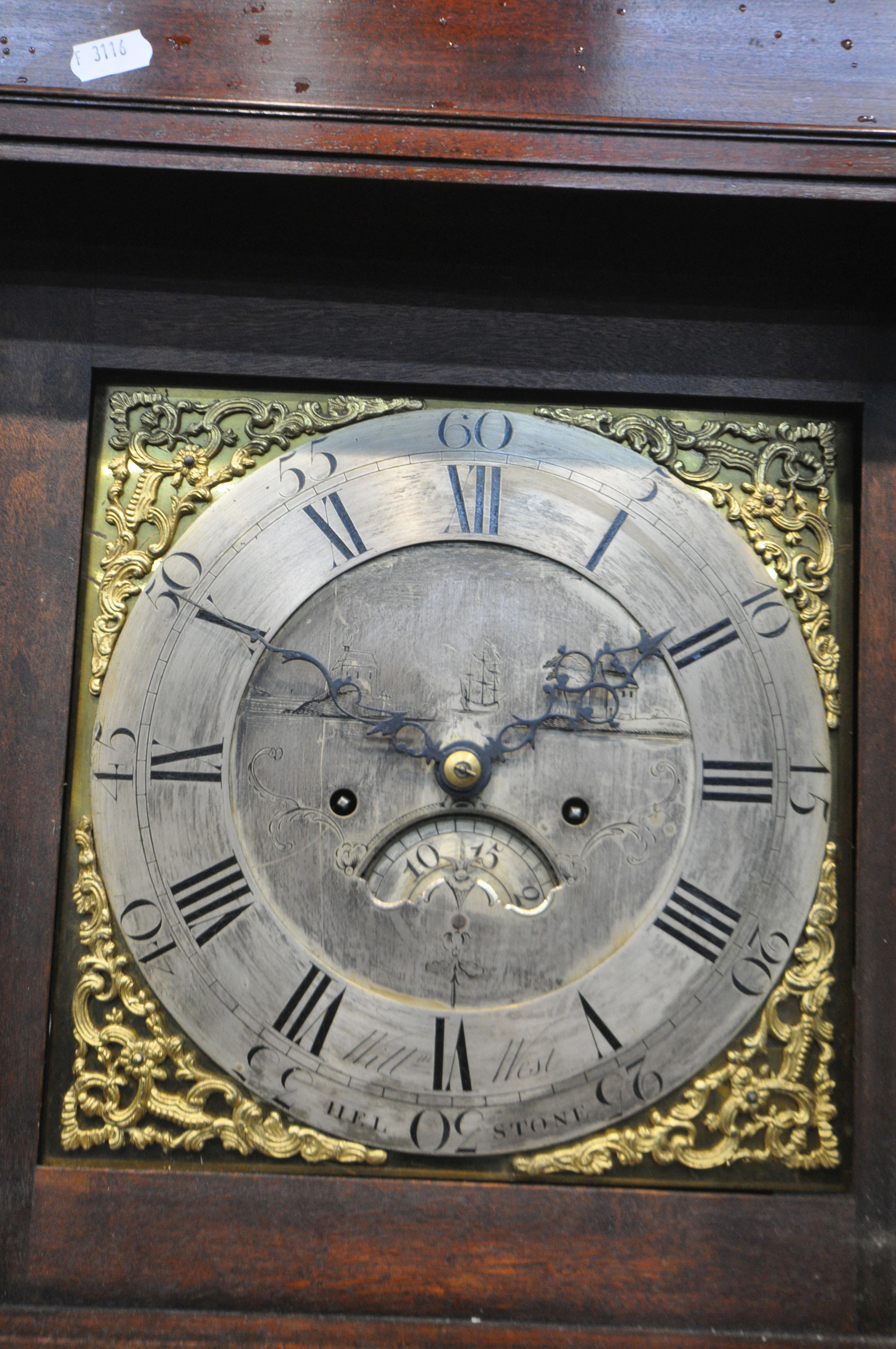 A WILLIAM WEST OF HELSTON, CORNWALL, A GEORGE III OAK AND MAHOGANY CROSSBANDED EIGHT DAY LONGCASE - Image 3 of 9