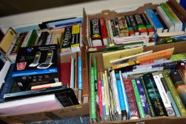 BOOKS, four boxes containing a miscellaneous collection of titles in hardback and paperback