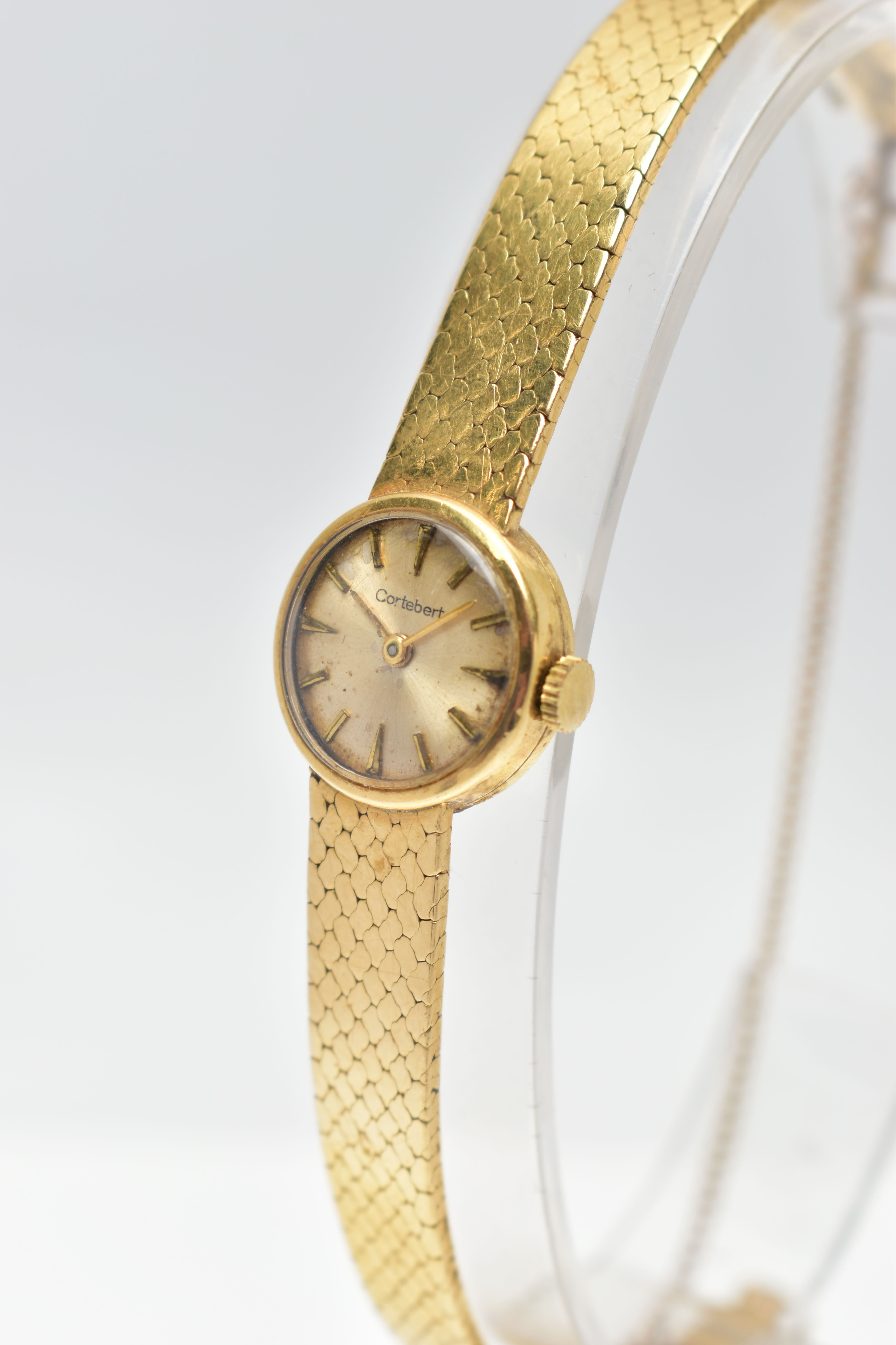 A LADIES 18CT YELLOW GOLD 'CORTEBERT' WRISTWATCH, manual wind, round gold dial singed 'Cortebert', - Image 3 of 6
