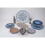 A group of Persian mina-kari enamel copperware, 20th century, comprising: three bowls, three