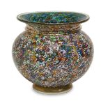 A modern Murano millefiori glass vase, 23cm high Very good, ready to place condition. The glass ring