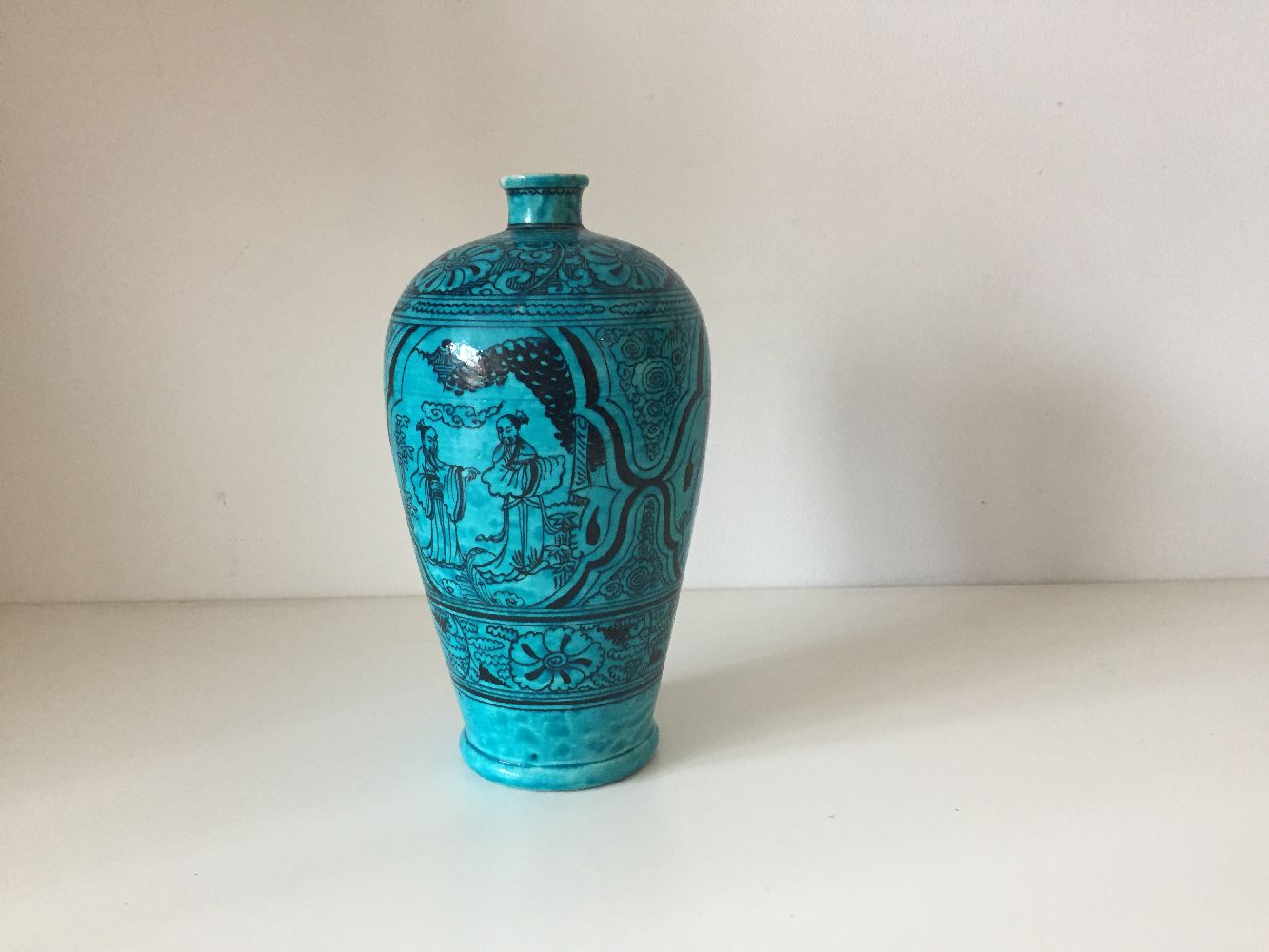 A Chinese stoneware Cizhou turquoise-glazed vase, meiping, late Ming dynasty, the gently tapering - Image 3 of 10