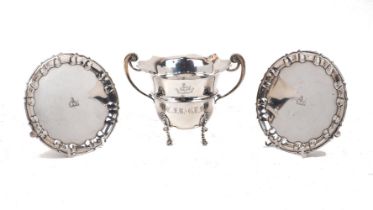 An Edwardian silver twin-handled bowl, Chester, 1909, S. Blanckensee & Son, designed with bifurcated
