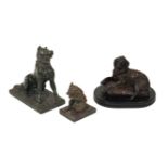 A serpentine model of The Dog of Alcibiades, after the Antique, on rectangular base, 21.5cm high,
