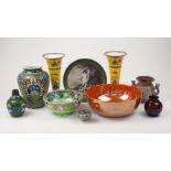 A group of ceramic wares, 20th century, to include: a Royal Lancaster flambé vase, 10.5cm high, a