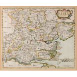 Robert Morden, British, fl.1650-1703, a map of Essex, c.1695, later hand-coloured engraving,
