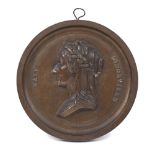 A Victorian bronze plaque of Mary Sommerville, dated 1844, Roma, by L.Macdonald, 22cm diameterPlease
