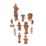A group of modern Syro-Hittite style terracotta items, in various figural and Animalia forms,