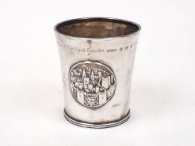 An 'Oxford Millenary Medal' silver beaker, Birmingham, c.1911, G Payne & Son, designed with