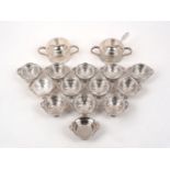 A matched pair of Buccellati silver mounted glass sugar/jam bowls, signed Gianmaria Buccellati,