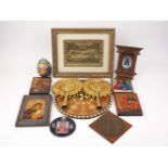 A quantity of religious icons and ephemera, 20th century and later, to include a Greek icon of the