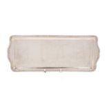 A rectangular tray with gadrooned edge, stamped ?? 925 for Greek silver, 15 x 37cm, approx. weight